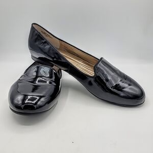 Easy Spirit Patent Leather Loafers Flats Black Comfort Work Shoes Wide 9.5W